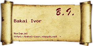 Bakai Ivor névjegykártya